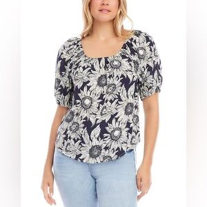 ✨ Karen Kane Printed Peasant Top – Size XS – NWT ✨